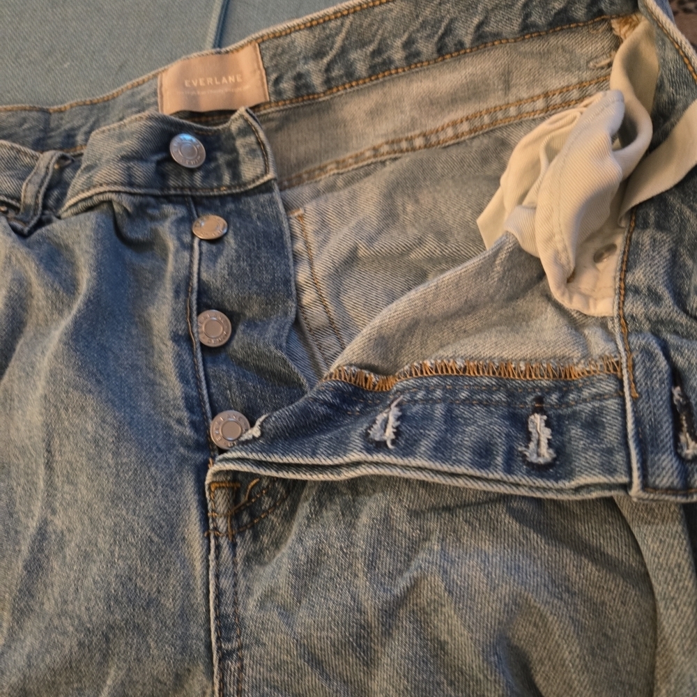 Everlane Jeans Womens 32 Blue High Rise Riged Slouch Button Fly